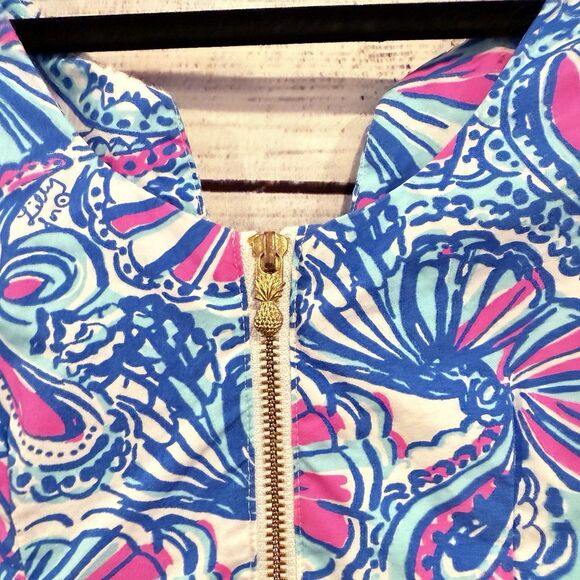 Lilly Pulitzer Target 20th Anniversary My Fans Shift Dress Blue Pink Crochet - Picture 9 of 13